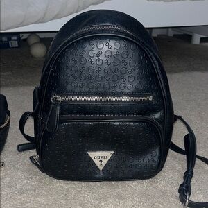 Guess Black Embossed Logo Backpack